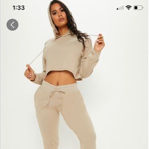 Stone Cropped Hooded Knitted Lounge Set